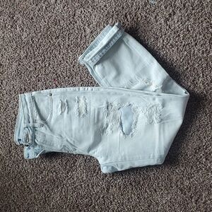 FASHION NOVA Womens HighRise Light Wash Distressed Relaxed Fit Jeans